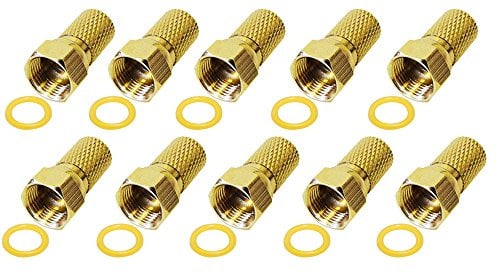 10 Stück F-Stecker mit Gummidichtring für Koaxial Antennenkabel mit 7mm breite Mutter Sat Kabel