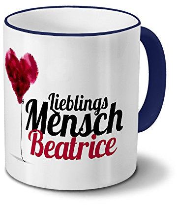 printplanet Tasse mit Namen Beatrice - Motiv Lieblingsmensch - Namenstasse, Kaffeebecher, Mug, Becher, Kaffeetasse - Farbe Blau