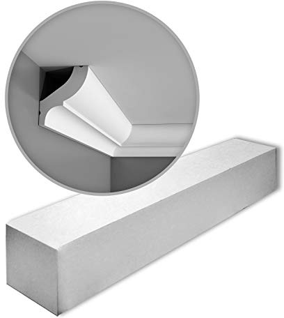 Orac Eckleisten CB502N-box-10 200 cm x 5,9 cm x 4,9 cm aus extrudiertem Polystyrol (LDPS) nicht grundiert 10 Leisten / 20 m