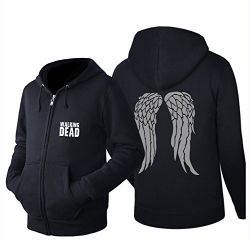 Fuman Daryl Dixon Veste à capuche avec fermeture éclair, Noir , XL