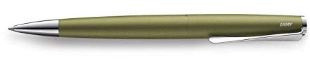 LAMY studio Kugelschreiber 266 – Zeitloser Kuli in der Farbe Olive aus rostfreiem Edelstahl und propellerförmigem Clip – Strichbreite M