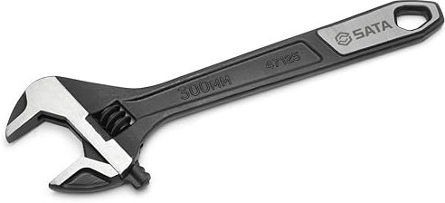 SATA ST47125 12-Inch Extra Wide Jaw Adjustable Wrench/Spanner with Forged Alloy Steel Body and Chrome Plated Finish Black Phosphate/Polished