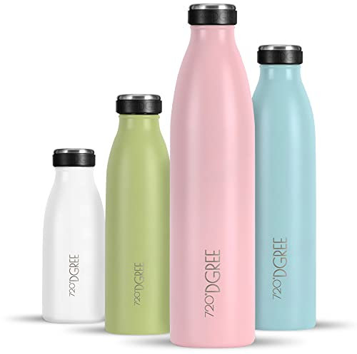 720°DGREE Edelstahl Trinkflasche “milkyBottle” - 750ml - BPA-Frei, Auslaufsicher, Kohlensäure geeignet - Thermosflasche für Sprudel, Sport, Uni, Schule, Fitness, Outdoor, Camping