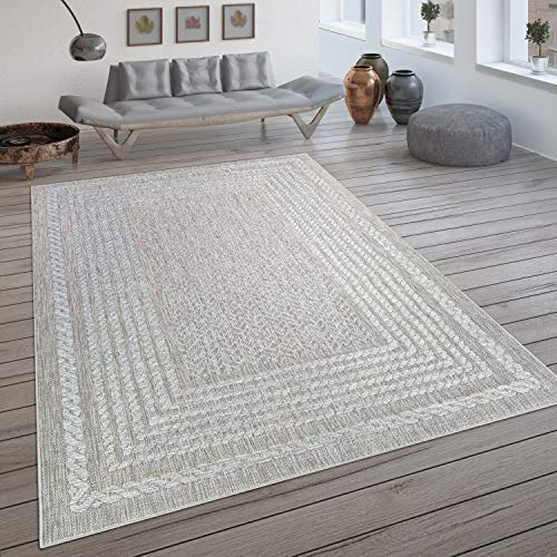 Paco Home In- & Outdoor-Teppich, Flachgewebe Mit Skandi-Muster Und Sisal-Look In Cream, Grösse:80x150 cm