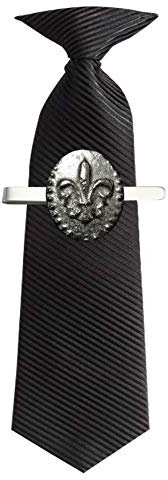 FT399 Camée Fleur de lys 1,9 x 2,5 cm en étain anglais moderne sur une pince à cravate (coulissante)