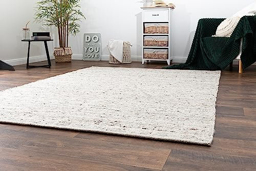 Steffensmeier Handweb Teppich Korinth | Gesunder Wollteppich | Beste Schurwolle | Natur Dunkel, handgewebt, Größe: 80x150 cm