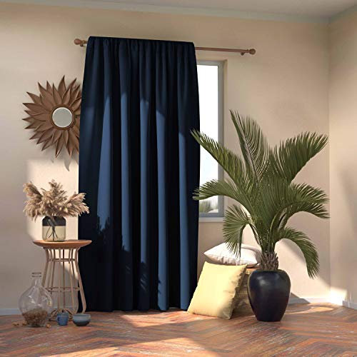 AmeliaHome Blackout Vorhang 140x245 cm Indigo 1 St. Kräuselband Verdunkelungsvorhang Blickdicht Fensterdekoration Dekoschal Dekorvorhang Blackout