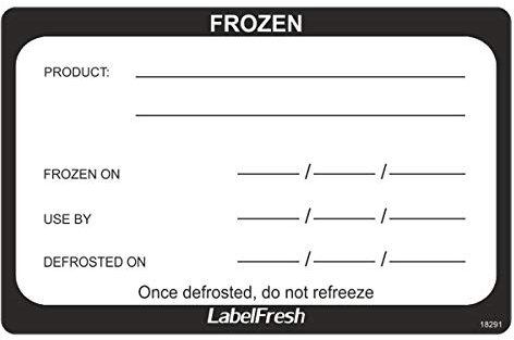 LabelFresh Frozen Food Labels 500 Per Roll Freezer Food Storage Stickers Removable Easy Peel 70x45mm