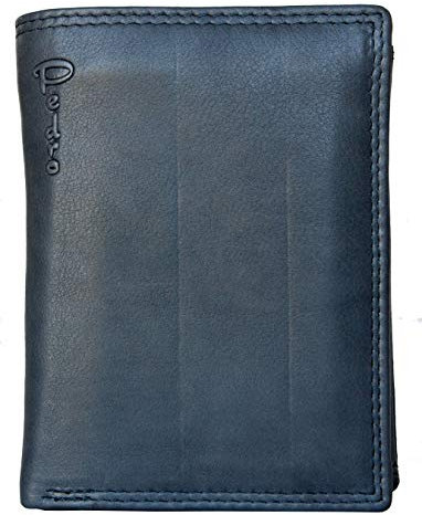 PEDRO Klassische Lederbrieftasche, Graublau