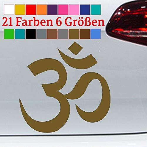 generisch Om Zeichen Aufkleber Yoga Omm Ohm Symbol AUM Huddhismus Hindu Meditation Sticker in 6 Größen und 21 Farben