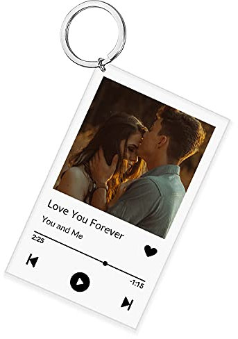 NC Individueller Schlüsselanhänger mit Ihrem Foto und Text, personalisiertes Acryl-Musik-Schlüsselring-Album, Geschenkidee zum Jubiläum