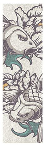 Fisch Blume Koi Japanisch Muster Skateboard Griptape rutschfest Selbstklebend Longboard Griptapes Aufkleber Griffband(84 * 23cm 1pcs)