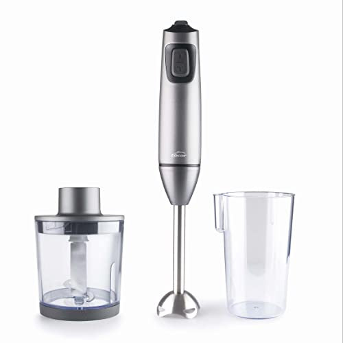 Lacor - 61669 - Batidor Eléctrico Titan Pro de 600W + Picadorra 500ml con Cierre Bayoneta, Contiene Función TURBO, Incluye Vaso 600ml y Picadora de 500ml, Medidas 8,5x6,28x39,7 cm, Grafito