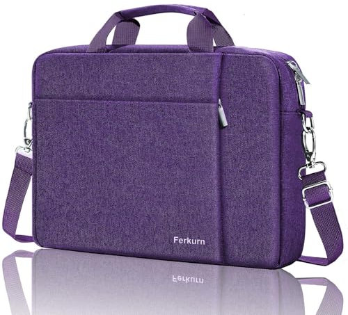 Ferkurn Laptop Bag Case for Women Men, Messenger Briefcase Computer Bag with Shoulder Compatible with Macbook Pro/Air, XPS Latitude, HP Pavilion, ASUS, Acer, Samsung, Purple, 15 15.6 16 Inch