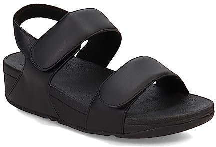 Fitflop Women's LULU Adjustable Leather Back-Strap Sandals Flat, Black, 6 UK