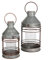 Zink Laternen 2er Set mit Glas Windlicht im Industrie-Look Outdoor