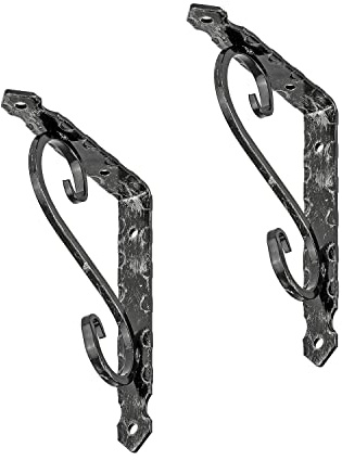 siwitec Schmiedeeiserne Konsole Regalwinkel 65kg schwarz 150x110mm 2er | antike Optik, geschmiedeter Stahl mit 3 mm Materialstärke, einfache Montage durch vorgefertigte Lochung