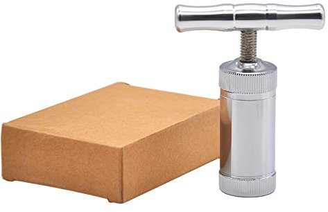 Pollenpresse Abnehmbar T-Press T-Griff Pollenpresse Pollenpresse Tragbarer Tabak Kräuterpresse T-Press für Tabak, Pollen in Einen Runden Kuchen Gepresst Bequeme Lagerung(Silber)