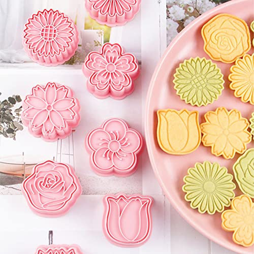 Glücksvogel 6 PCS Blume Ausstechformen, Kunststoff Ausstecher Set, Keksausstecher Plätzchenform, Kinder Keksausstecher Plastik für Keksteig, Kuchendekoration, Backset