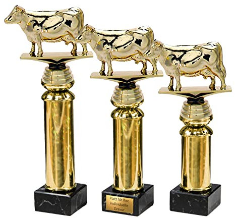 eberin · Landwirtschafts Pokal · Kuh Pokal · Viehzucht · Goldene Kuh · Wanderpokal · Ehrenpreis · Pokal · Trophäe · Award · mit Wunschgravur in 3 Größen (Größe: 27,5cm)