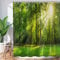 Hnmdmyi Rideau de Douche forêt 90x180, Jungle Verte Hauts Arbres Soleil Rideau de Douche Nature Paysage Scénario 3D Rideau de Baignoire Imperméable Polyester Tissu Lavable Rideau de Bain