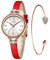 CIVO Damen Uhren Leder Minimalistisch Analog Quarz Klassische Uhr Mode Kleid Geschenke für Frauen Mädchen Rot