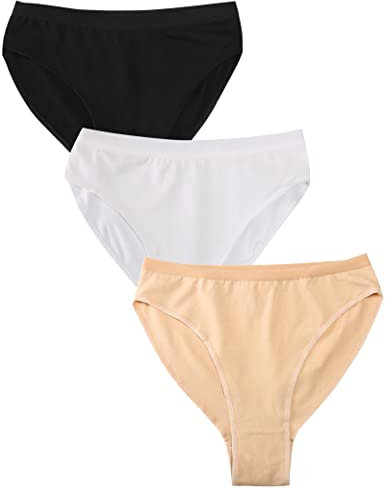 Kiench Mädchen Ballett Unterhosen Slips Tanz Unterwäsche für Teenager 4-16 Jahre 3er-Pack Schwarz & Weiß & Beige EU Größe 164-170/14-16 Jahre/Damen Größe 38-40 / M Etikett 170