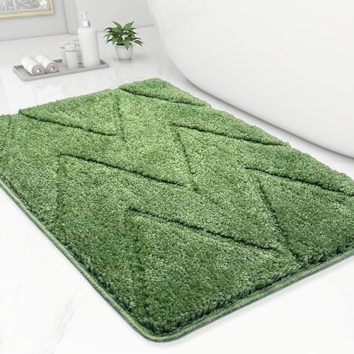 homantic Badezimmerteppiche – Badematten für Badezimmer, rutschfest Teppich für Badezimmer, Bodendekoration, wasserabsorbierend, Badteppiche für Waschbecken, WC, Dunkelgrüne,60 x 90cm