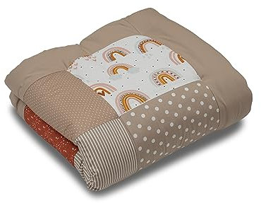 ULLENBOOM Krabbeldecke für Baby 80x80 cm, Outdoor-geeignet, 100% OEKO-TEX Materialien, Made in EU, Weich gepolstert, Regenbogen - ideal als Spieldecke Baby