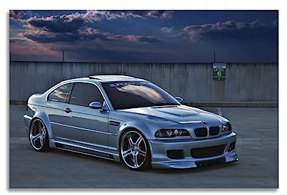 LADV Sportwagen-Poster für roter BMW E46 M3 Rennwagen, dekoratives Gemälde, Leinwand, Wandkunst, Bild, 40 x 60 cm