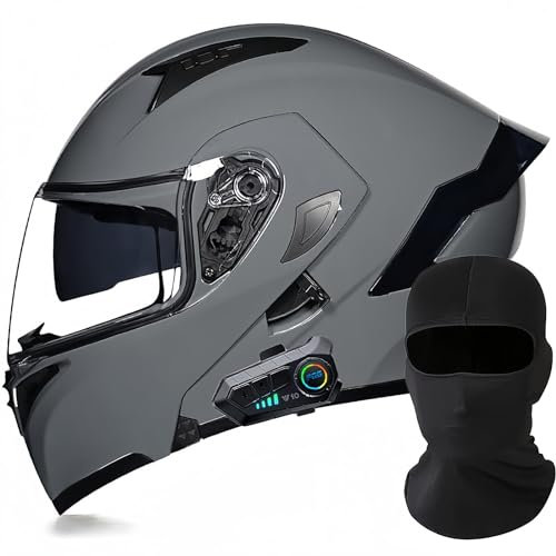Modularer Motorrad-Bluetooth-Helm, DOT/ECE-Zugelassener, Hochklappbarer, Integrierter Motorradhelm Für Männer Und Frauen Mit Doppelvisier, Integriertem Dual-Lautsprecher 10,XXL63~64cm
