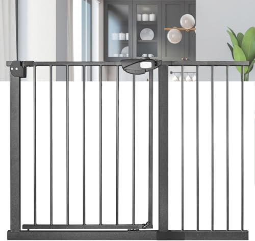 FIVMEN Treppenschutzgitter 100cm Türschutzgitter ohne Bohren N Stop Safety Tür- & Treppengitter mit Auto-Close Kinderschutzgitter Türgitter Hunde Baby Schutzgitter, für 105-115cm (Schwarz)