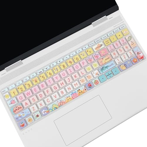 WSLUCKO Silicone Keyboard Cover for 15.6 HP Laptop 15-fc 15-fd 15t-fd 15z-fc/HP Pavilion 15-eg 15t-eg 15-eh 15-er, 17z-ca 17-cn 17-cp 17z-cp Model Series,Cute Fruits