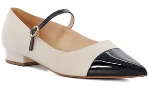 Dune Ladies Hastie Toe Cap Pointed Mary Jane Flats Size UK 5 Flat Heel Ballet Pumps Ecru