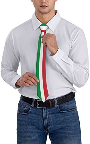 FJQWKLF Krawatte mit Italien-Flagge, gestreift, für Herren, Party, Business, weiche Krawatte
