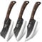 HOSHANHO Butcher Knife Set, 3-Piece High Carbon Steel Serbian Chef Knife Set of Heavy Duty Boning & Meat Cleaver & Viking Knife for Home, Cooking, Outdoor Camping BBQ
