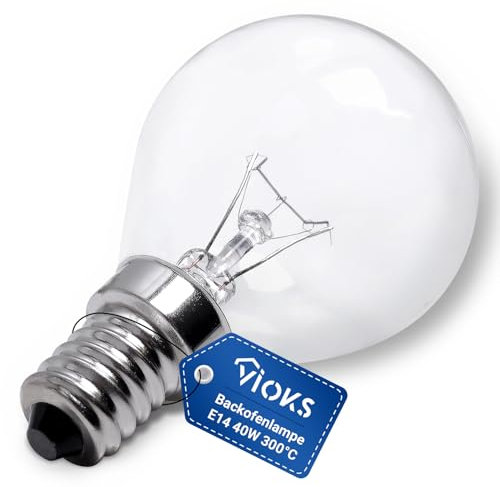 VIOKS E14 Glühbirne Backofenlampe 40W 300 Grad 230V 45mmØ 77mm - E14 Lampe für Mikrowelle Dunstabzugshaube Backofen Kühlschrank - Glühlampen E14 & Leuchtmittel für Backöfen & Herde von Bоsch Siеmens