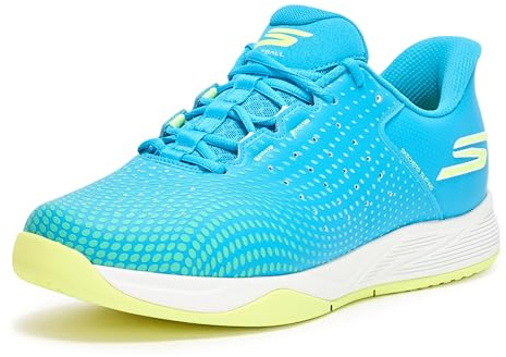 Skechers Men's Viper Court Reload Hands Free Slip-ins Sneaker, Blue/Lime, 10.5