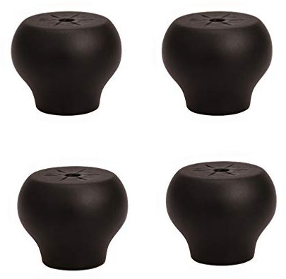 Lot de 4 pieds de meubles en bois massif (noir 4 cm) à motif boule ronde pour armoire, canapé, lit, augmente la hauteur et la stabilité, pieds de table en bois brut
