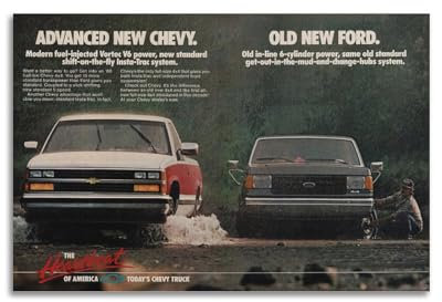 Pickup Auto-Poster 1988, Chevy 4WD Vortex V6, dekoratives Gemälde, Leinwand, Kunstbild, 40 x 60 cm