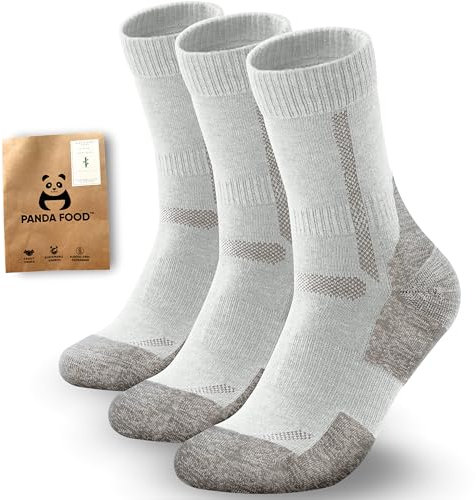 PANDA FOOD Premium Bamboo Outdoor Walking Socks | Anti-Blister Warm and Breathable Socks for Work or Hiking | Unisex Men and Women | 3 Pack UK | Desert | 4-8