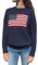 Damen Y2K Vintage Oversized Sweater Langarm Rundhalsausschnitt USA-Flagge Strickpullover Amerikanische Flagge Chunky Cable Preppy Strickwaren Top, Marineblau C, M