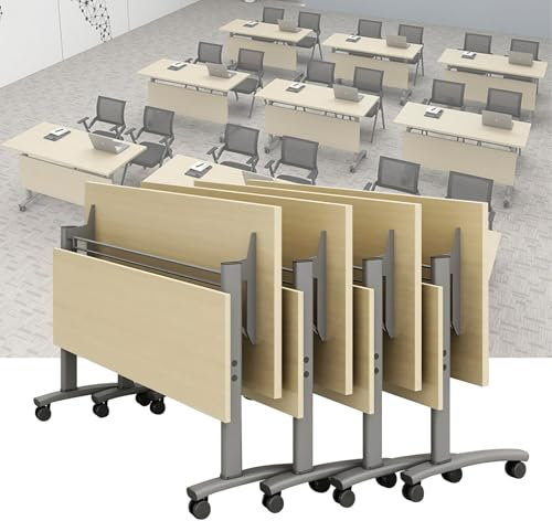 AYMIXEM Moderner Konferenztisch mit Klappplatte und Rollen für Schulungsräume. Tragbarer Klapptisch für Konferenzen und Meetings (P 55,1 x 23,6 x 29,5 Zoll)