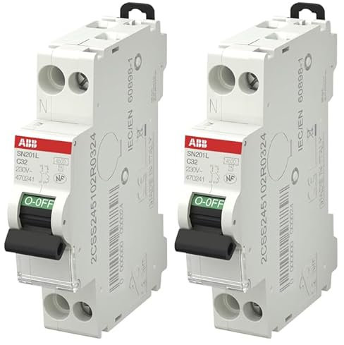 ABB Lot de 2 disjoncteurs Ph+N raccordement Vis 32A-4,5Ka - Courbe C