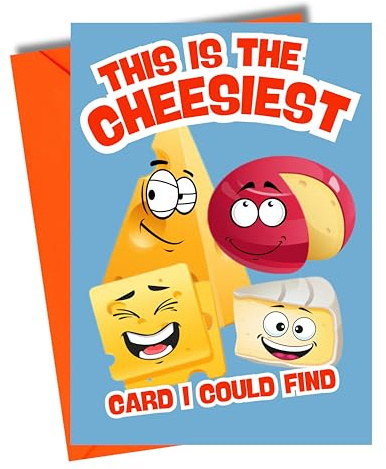 Funny Birthday Card for Him Her Teen Cheese Lover - JBS33 | Cheesiest Design, Humour Joke Pun, Cringe Laugh