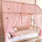 Baby Fancyroom Hausbett Himmel Betthimmel rosa für Kinderbett Kinderzimmer Baldachin Bettvorhang Betthimmel für Mädchen Prinzessin Zimmer (300cm, ohne Schmetterlinge)