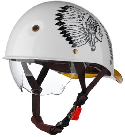 OZXDKJ Aperto Faccia Motociclo Casco, Moto Caschi Apribili, Adult Moto Casco Scodella ECE DOT Omologato, Moto Casco Mezzo, con Parasole Caschi, Casco per Scooter Cruiser,XL=(61-62cm),BB