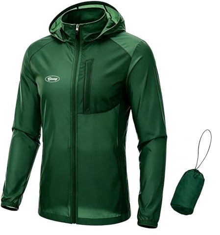 CGLRybO Herren-Fahrrad-Laufjacke, dünn, leicht, verstaubar, mit Aufbewahrungstasche, Windbreaker mit UPF 50+ Sonnenschutz, Outdoor-Mantel zum Wandern, Radfahren, Reisen, 80 g