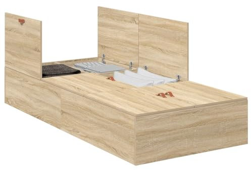 vidaXL Einzelbettgestell Sonoma Eiche 75X190 cm Holzwerkstoff Minimalistisches Design mit reichlich Stauraum und einfacher Montage ideal für Schlafzimmer