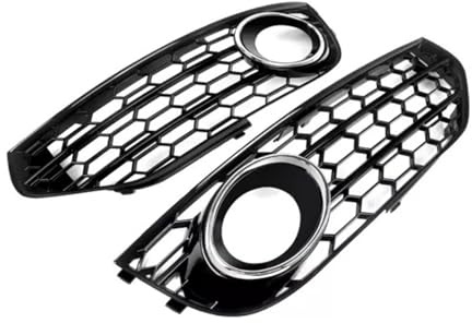 Artudatech Griglia paraurti Anteriore Front Bumper Honeycomb Fog Grille Cover Fit for Audi A4 Allroad B8 2010-2015 Chrome (No Logo)